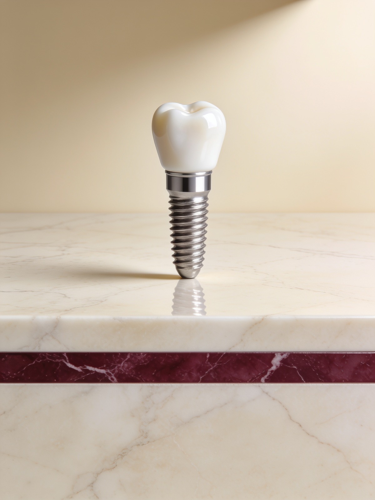 Implante dental: tornillo de titanio con corona cerámica